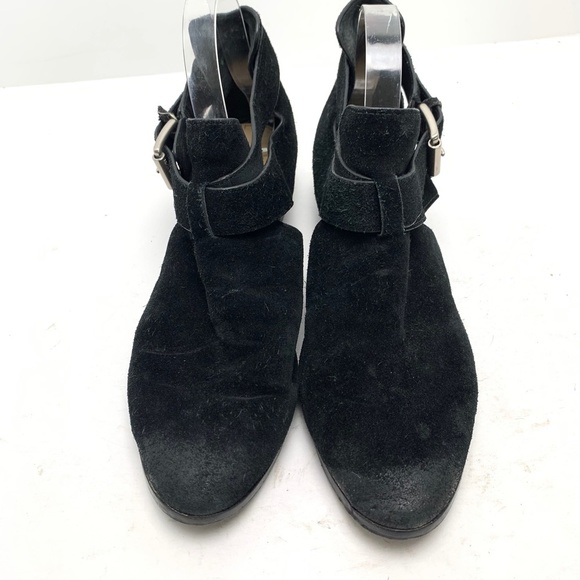 MICHAEL KORS Genuine Leather Black Suede Ankle Booties Shoes Block Heels sz 9.5 - Picture 5 of 16